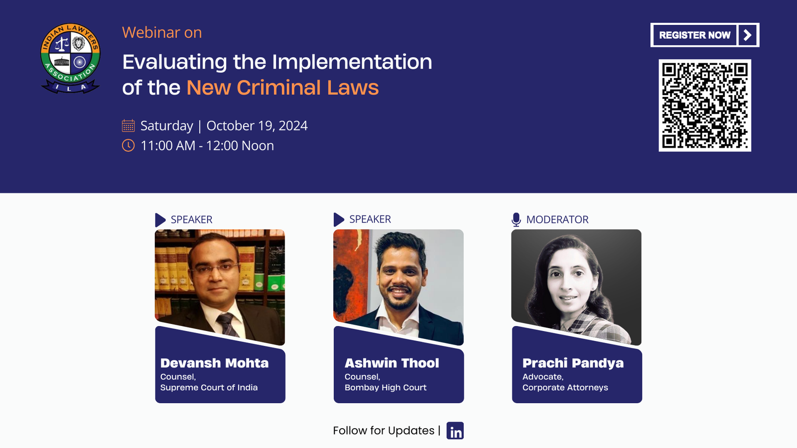 Indian Lawyers Association is hosting a webinar on Evaluating the Implementation of the New Criminal Laws - Article Image